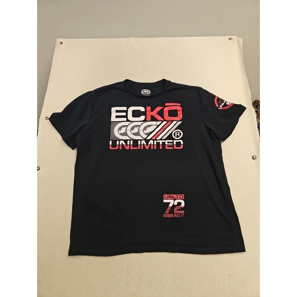 Ecko Unltd Men's T Shirt Logo Y2K Size 2XL BLACK